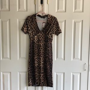 cheetah print midi dress